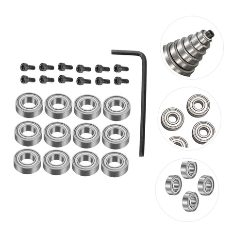 Top Mounted Ball Bearing Router Bit Guide Kit For Woodworking Mills Includes Screws And Wrench With Three Sixteenth Inch Inner Diameter And Three Eighth Inch Outer Diameter Bearings Replacement Accessory For Router Bits
