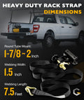 Four Pack One And A Half Inch Ratchet Straps With J Hooks For Ladder Rack And Roof Gear Seven Point Five Feet Long Five Hundred Pound Load Heavy Duty Retractable Tie Downs Cordura Wear Pad Premium Poly Webbing Diamond Stitching on truck