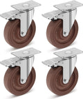 5 Inch Heavy Duty Casters Set Of 4 With Brakes 2400 Lbs Capacity High Temperature Glass Filled Nylon Wheels For Workbenches And Industrial Carts