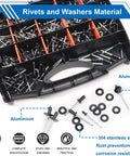 Pro Grade Beefed Up 1001 Piece Pop Rivet Gun Kit With Black Rivets Large Flange Rivets And Stainless Washers In Portable Toolbox