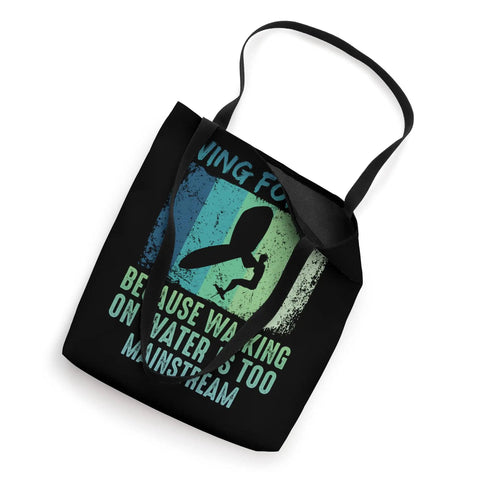 Retro Wing Foil Tote Bag for Wingsurfing Fans with Vintage Man on a Wingboard Design Dope Water Sports Gear for Wingboarding and Coaching Ideal Carryall for Winging Foiling Sessions and Water Adventures