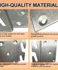 Universal Bed Frame Brackets With Heavy Duty Zinc Coated Iron Bed Rail Hook Plates For Headboard And Footboard Four Piece Hardware Kit Includes Mounting Screws. High-quality iron with precise drilling, 5 holes for stability.