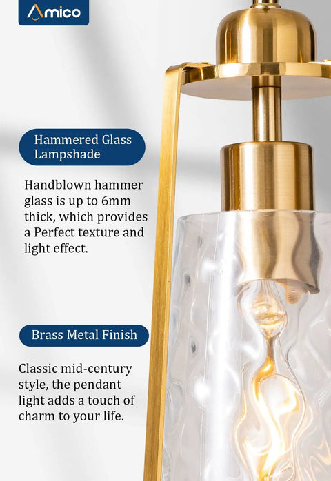 Modern Gold Pendant Lights With Clear Glass Shades Adjustable Hanging Fixtures For Kitchen Island And Living Room