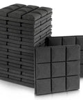 Game Changing High Density Acoustic Sound Foam Panels 12 Pack, black foam tiles stacked for sound control in studios.