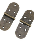 10 Pack 180 Degree Folding Bronze Flip Top Round Hinges for sewing machine tables, showing two antique bronze hinges