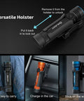 Seeker 4 Pro 4600 Lumen Rechargeable Flashlight With USB C Holster Waterproof IPX8 versatile holster illustration