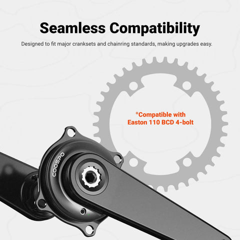 Dual Sided S10 Power Meter Spider For Easton 110 BCD 4 Bolt Crankset, seamless compatibility display with crank and chainring.