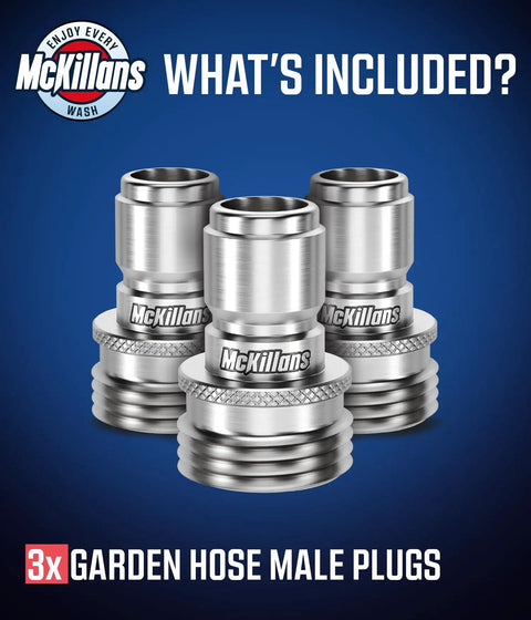 Water Hose Male Plugs Universal Fit 3 Pack Stainless Steel Quick Connect Garden Hose Fittings For Easy Instant Connection
