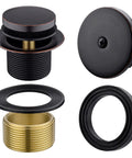 Oil Rubbed Bronze Brass Tub Drain Kit With Overflow For Universal Bathtub Drain, Single Hole Design, parts view