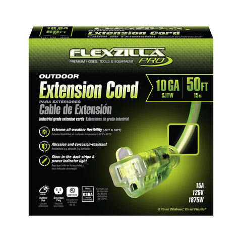 Box of Pro Grade 50 Ft Heavy Duty Extension Cord 10/3 AWG SJTW Lighted Plug Indoor Outdoor All Weather Flexibility Fahrenheit Safe