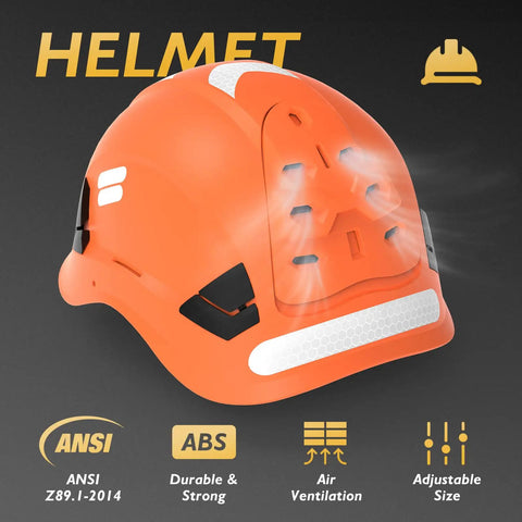 Chainsaw Helmet With Anti Fog Goggles And Adjustable Metal Mesh Visor, forestry safety gear in orange with air vents and reflectors
