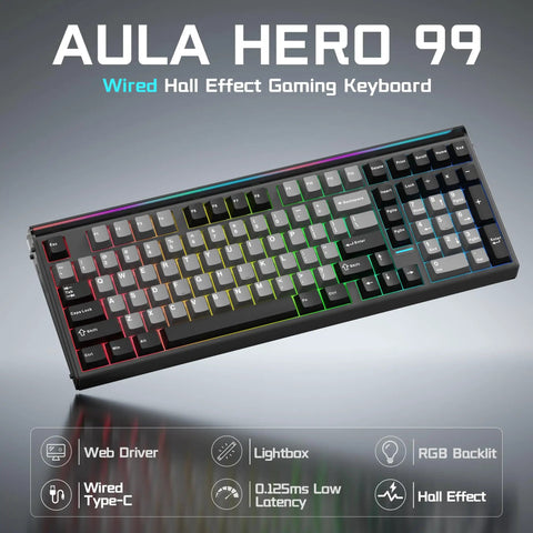 Next Level Wired Gaming Keyboard With Hall Effect Magnetic Switches And Adjustable Rapid Trigger, RGB backlit, Type-C connection.