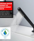 Matte Black Roman Bathtub Faucet For 3 Hole Deck Mount Installation With Brass Handheld Shower Sprayer 59 Inch Hose