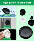 Five Pack Rubber Plugs For Round Holes One And Three Eighths Inch Black Snap In Locking Plugs For Automotive Industrial And Furniture Waterproof Silicone Stopper Temperature Resistant From Minus Forty Degrees Celsius To Two Hundred Thirty Degrees Celsius. Images showing waterproof, dustproof, and elastic properties.