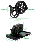 One Tenth RC Crawler Transmission With Thirty Percent Overdrive Transfer Case Forward Motor Mount Delrin Spur Gear Aluminum Alloy Upgrade For Axial SCX10 II Element Enduro LCG Chassis Cheater Rigs And DIY Projects product dimensions and components