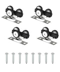 4 Piece Bypass Door Track Roller Kit For Sliding Wardrobe Closet Doors With Screws Smooth Quiet Operation Top Roller Hardware Supports Up To 150 Lbs Per Panel Compatible With 1 3 8 To 1 3 4 Inch Thickness, four rollers and screws shown.
