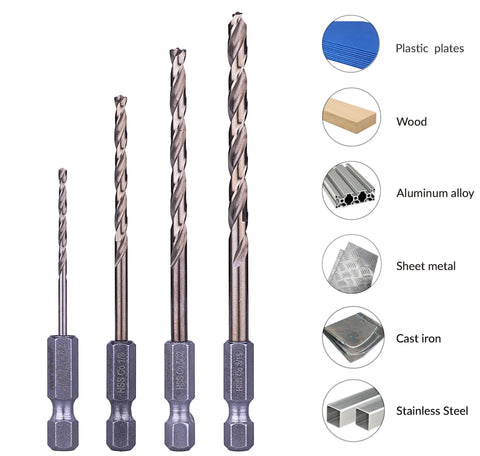 Beefy 14 Piece M35 Cobalt Drill Bit Set For Stainless Steel And Hard Metals And Cast Iron, Jobber Length With One Quarter Inch Hex Shank