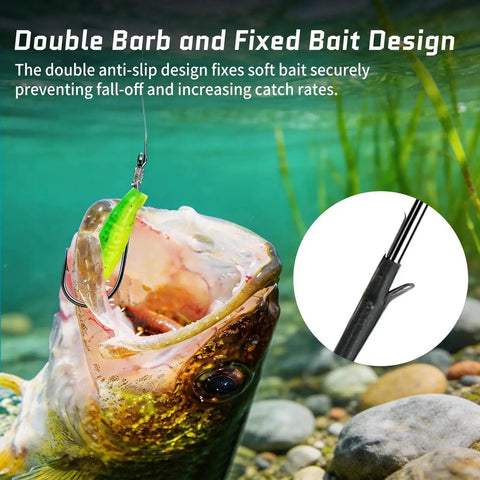 Fish caught with Baitholder Worm Hooks 30 Pcs 3X Strong Long Shank, highlighting double barb bait holder design.