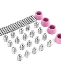 Heavy Duty 44 Piece Welding Torch Nozzle And Collet Guard Cap Replacement Kit With Premium Ceramic Steel Construction For Plasma Cutter AG60 SG55 Upgrades set of ceramic nozzles and caps