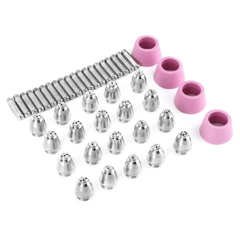 Heavy Duty 44 Piece Welding Torch Nozzle And Collet Guard Cap Replacement Kit With Premium Ceramic Steel Construction For Plasma Cutter AG60 SG55 Upgrades set of ceramic nozzles and caps