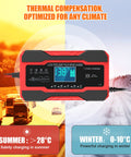 All In One 10 Amp 12V 24V Smart Battery Charger Maintainer Trickle Charger And Desulfator with thermal compensation display.