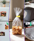 5 Pack Silicone Cable Cord Organizers Magnetic Clips Twist Ties Cord Wraps sealing chip bag, attaching photos to fridge, organizing cords in backpack.