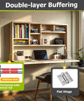 Drop-Down Gas Struts With No-Slam Soft Close Hinges For Cabinets And Drop-Front Desks Hydraulic Lid Stay Support 100N 2 Pack