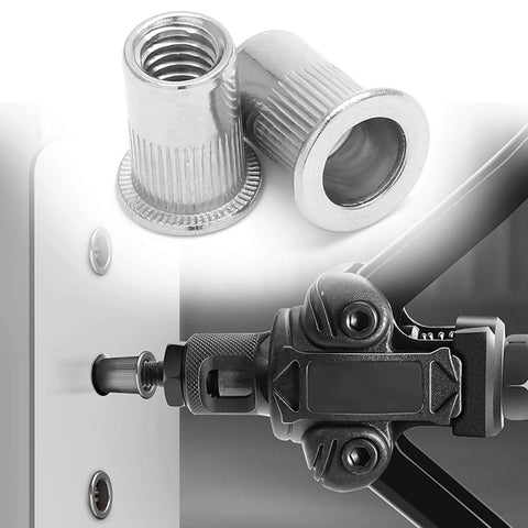 Pro-Grade 20-Pack DIY-Friendly 304 Stainless Steel Threaded Rivet Nuts 5/16-18 UNC installed on metal surface