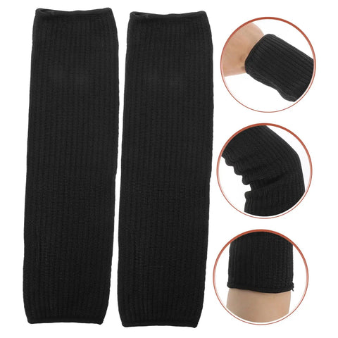2 Pairs Cut Resistant Arm Sleeves Heavy Slash Proof Arm Guards For Welding Gardening And Mechanic Jobs Built Tough With Breathable PE Mesh. Black arm sleeves view.