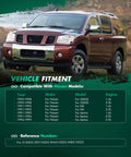 SUV in nature setting; vehicle fitment chart for Nissan models, years 1991-2000, engine types 1.6L to 2.0L.