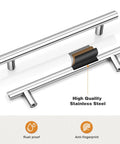 5 Pack Chrome Kitchen Cabinet Pulls Euro T Bar Handles Polished Chrome Dresser Drawer Pulls 6.3 Inch Hole Centers stainless steel display