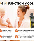 5 In 1 EMF Meter Detector For Home Use And Ghost Hunting, Detects Radio Frequency, Electric And Magnetic Fields, Temperature And Humidity Readouts, Rechargeable EMF Reader, Handy Field Strength Meter For Quick Radiation Checks in handheld use