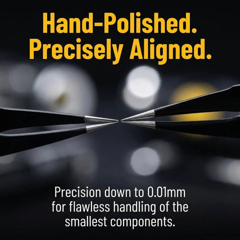 Must Have Pro Grade Precision Tweezers Kit, 10 Piece, ESD Safe Stainless Steel Fine Tip Set With Storage Bag And Pry Tool For Electronics Repair, Soldering, Jewelry Making, Lab And Model Work