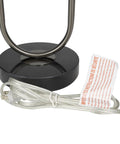 Oval Shaped Metal Table Lamp For Living Room with black iron base, marble accents, and cord, modern minimalist design