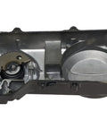 Internal view of GY6 139QMB Kickstart Transmission Assembly With Drive Cover And Crankcase Internal Gears Complete 49cc 50cc Scooter
