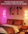 Bedroom with Magnetic Battery Operated RGB Wall Sconce Set Of 2 With Dimmable Remote, Linen Shade, 13 Colors, 2 Breathing Modes