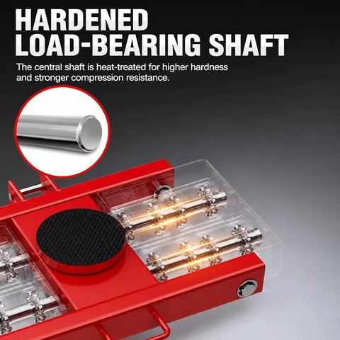 Heavy Duty Machinery Mover With Handle And 6 Ton Load Capacity Industrial Moving Skate Dolly, featuring heat-treated load-bearing shaft.