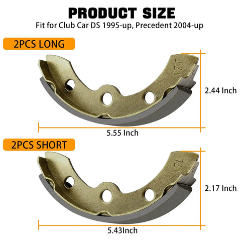 Brake Shoes And Spring Kit For Club Car DS GE 1995 And Up And Precedent Golf Carts With Automatic Adjust Brakes size chart