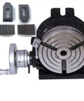 6-Inch Precision HV6-3 Slot Rotary Table With M8 Clamp Kit for Milling Machines, pro-grade cast iron setup with satin chrome dials