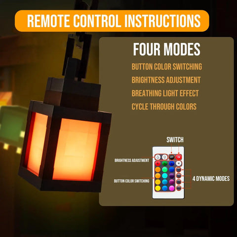 Pixelated Lantern Night Light With 16 Color LED Mood Lights Remote Control Rechargeable Wall Mountable Table Lamp features.