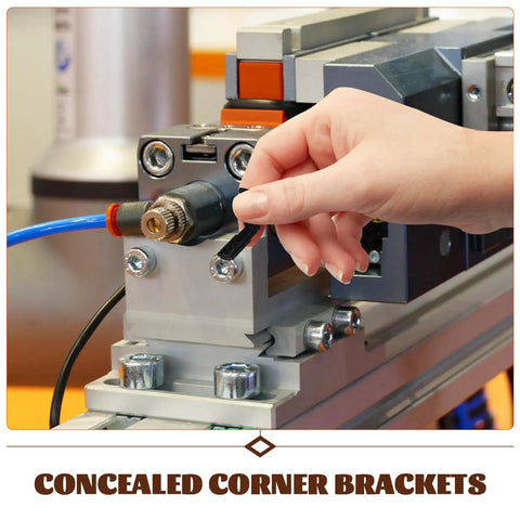 Hella Sturdy Aluminum L Shape Inside Corner Brackets Set For Crushing Your Biggest Frame Builds With Smooth Concealed Joints And Gotta Have Heavy Duty Extrusion Assembly Hardware in use showing concealed connections.