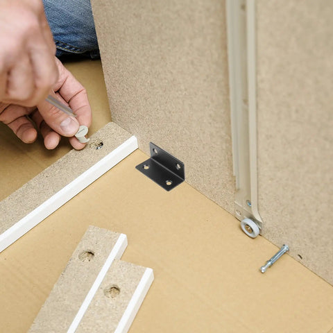 Installation of Heavy Duty Stainless Steel L Shaped Corner Brackets with Screw Holes for shelves and furniture