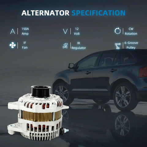Beefy 150A Alternator Replacement For Ford Edge Fusion Taurus Lincoln MKX MKZ Mercury Sable 2007 2014 3.5L Direct Fit Oem Grade