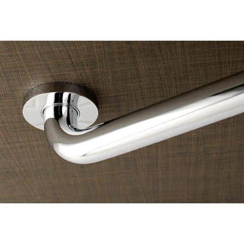 Meridian 12 Inch Solid Brass Grab Bar One And A Quarter Inch Diameter Polished Brass Bath Safety Rail mounted on textured wall