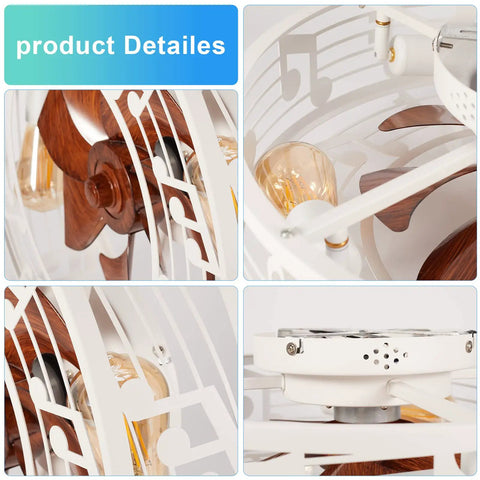 Close-up of Enclosed Dope Modern 20 Inch Farmhouse Ceiling Fan With Light And Remote Low Profile White Finish 4 E26 Bulb details