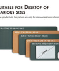 Various size dual sided desk mats in dark green and cork for desktop comparison