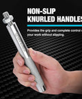 DURATECH ball joint separator tool with knurled silver metal handle held in hand
