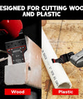 Kickass Japanese Tooth Oscillating Tool Blades 10 Piece Set cutting wood and PVC material with precision tools.
