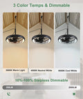 20 Inch Outdoor Ceiling Fan With Lights RGB And 3 CCT Dimmable Remote App Control showcasing 3 color temperatures