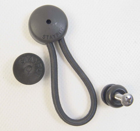Black Bungee Cord Fastener With Attachment Knob And Mounting Screw For Fabric Snaps On Easy No Tool Install Shock Cord Loop Fastener